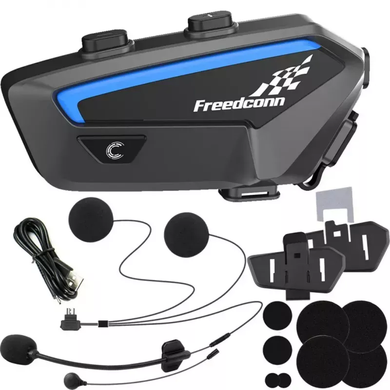 Motorcycle intercom headset FreedConn FX Black — Bluetooth 5.0, IP67, range 2000 m, 30 h talk time