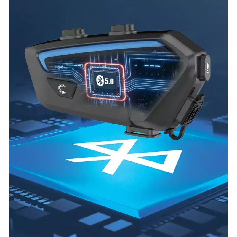 Motorcycle intercom headset FreedConn FX Black — Bluetooth 5.0, IP67, range 2000 m, 30 h talk time