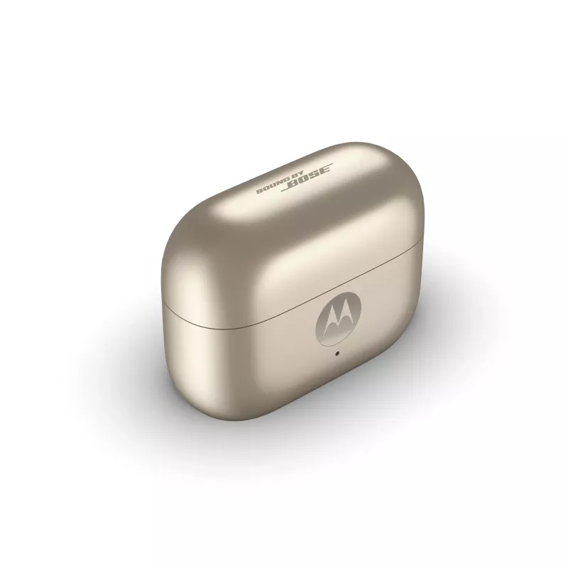 Headset Motorola Moto Buds Loop Bluetooth ear-clip-on binaural, Dolby Atmos, Bluetooth 5.0, ANC, 8 h playback, charging case 520 mAh, beige