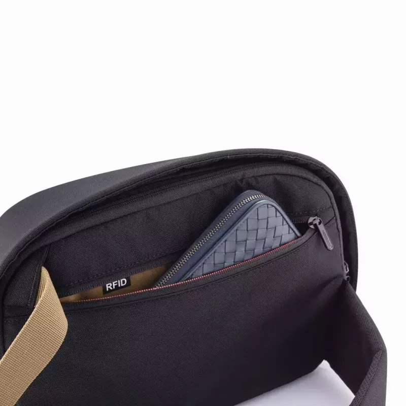 Anti-theft backpack XDDESIGN Bobby Sling — Black, water-resistant, RFID pockets, tablet compartment, 4 L, 530 g