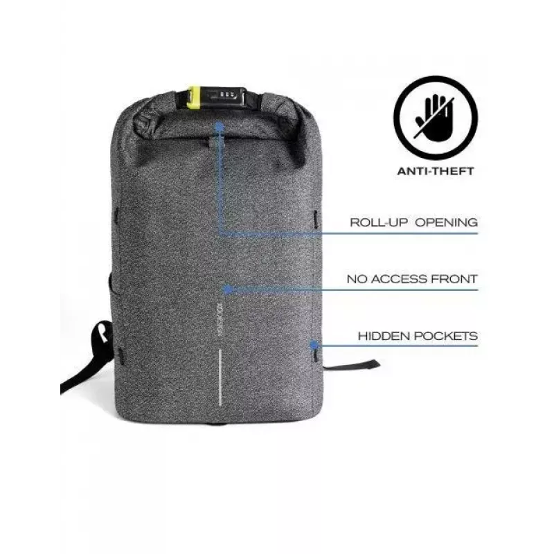 Casual backpack XDDESIGN Urban Grey Fabric — 27 L, water-repellent, 15.6 inch laptop compartment, TSA lock