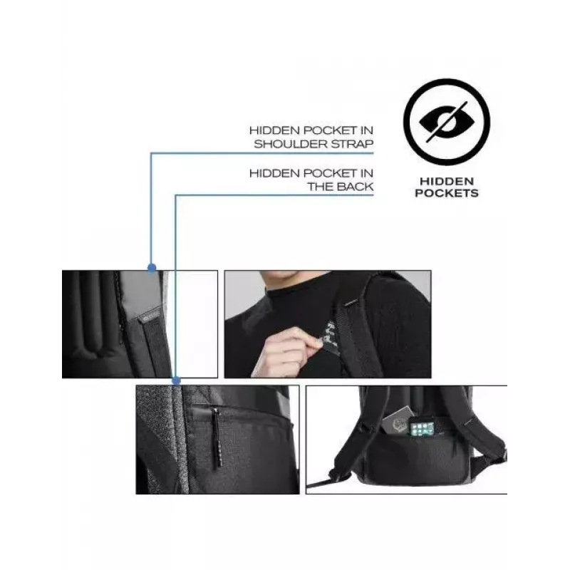 Casual backpack XDDESIGN Urban Grey Fabric — 27 L, water-repellent, 15.6 inch laptop compartment, TSA lock