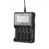 Battery charger XTAR VC4SL for Li‑ion, Ni‑MH, Ni‑Cd cells — 4‑bay, DC powered, compatible with 18650 and other cylindrical batteries, black