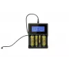 Battery charger XTAR VC4SL for Li‑ion, Ni‑MH, Ni‑Cd cells — 4‑bay, DC powered, compatible with 18650 and other cylindrical batteries, black