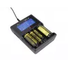 Battery charger XTAR VC4SL for Li‑ion, Ni‑MH, Ni‑Cd cells — 4‑bay, DC powered, compatible with 18650 and other cylindrical batteries, black