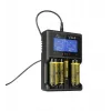 Battery charger XTAR VC4SL for Li‑ion, Ni‑MH, Ni‑Cd cells — 4‑bay, DC powered, compatible with 18650 and other cylindrical batteries, black