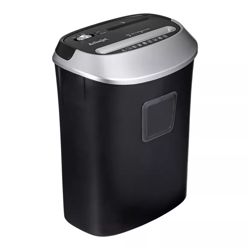 Paper shredder ActiveJet ASH-1201D, strip cut 5 x 38 mm, 22 cm entry, 12-sheet capacity, 25 L basket, P-3, black