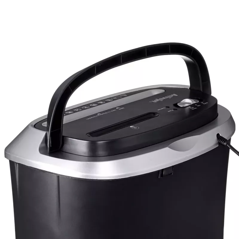 Paper shredder ActiveJet ASH-1201D, strip cut 5 x 38 mm, 22 cm entry, 12-sheet capacity, 25 L basket, P-3, black
