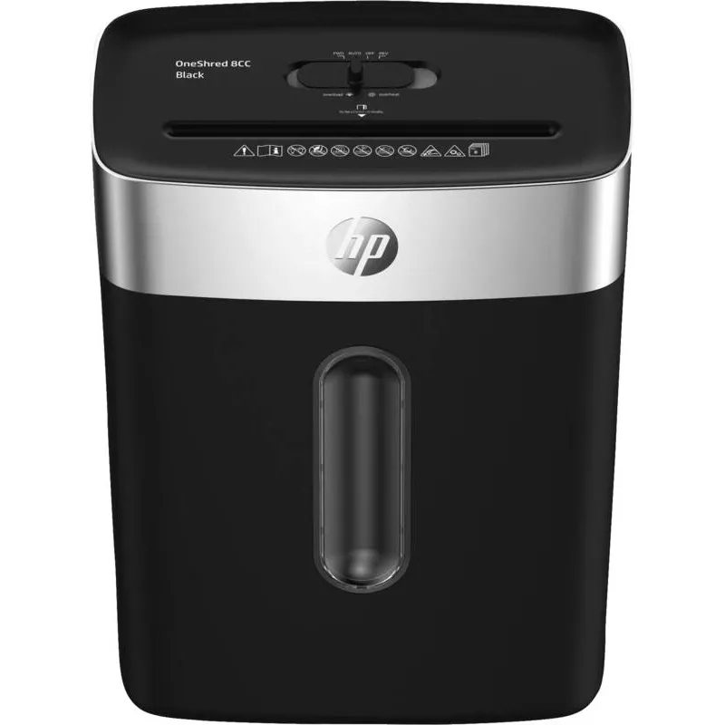 HP OneShred 8CC paper shredder Particle-cut shredding 68 dB 22 cm Black