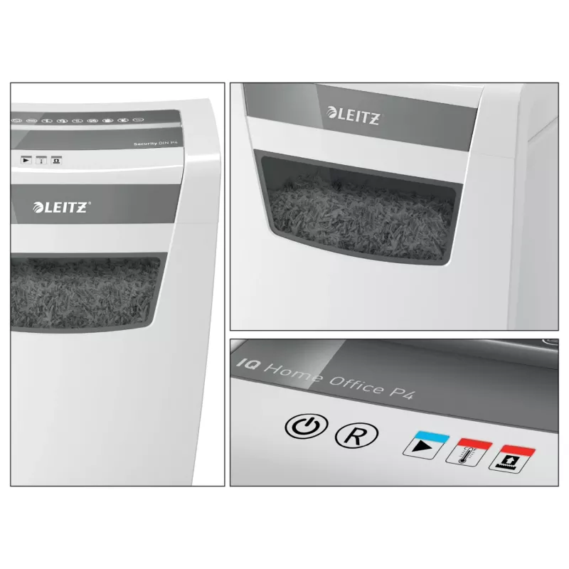 Leitz IQ Home Office Paper Shredder P4, Particle-cut shredding, 22 cm, 4 x 28 mm, 23 L, 225 sheets, 58 dB