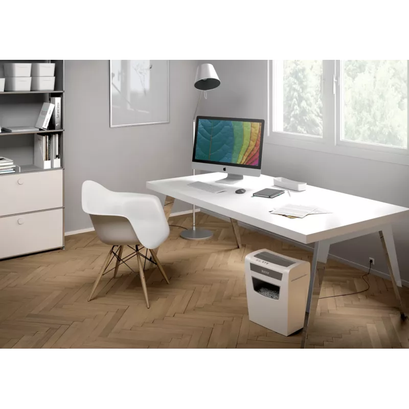 Leitz IQ Home Office Paper Shredder P4, Particle-cut shredding, 22 cm, 4 x 28 mm, 23 L, 225 sheets, 58 dB