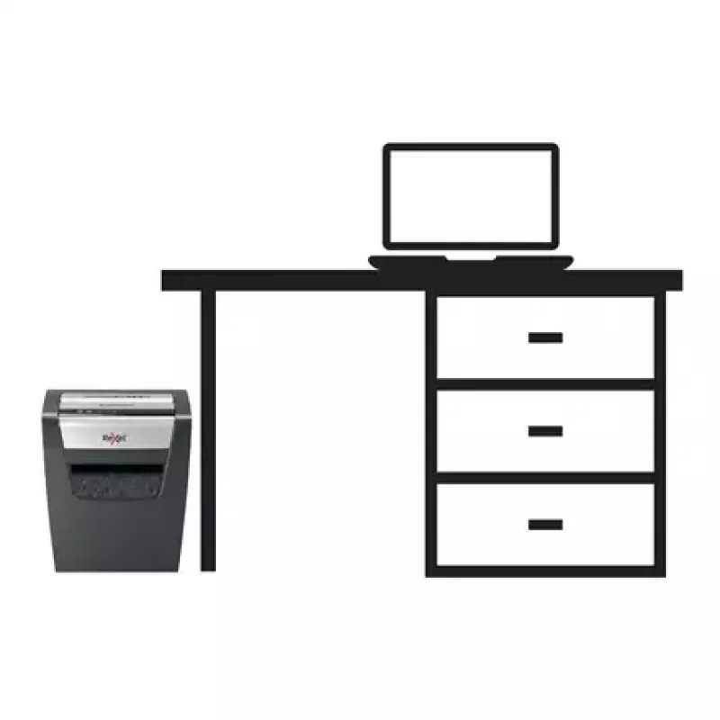 Paper shredder REXEL Momentum X410 — particle-cut P-4, 4 x 28 mm, 10-sheet capacity, 23 L basket, anti-jam