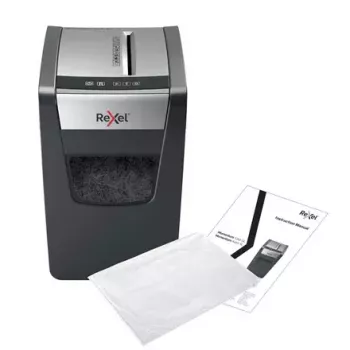 Shredder REXEL Momentum X312-SL — particle-cut 5 x 42 mm, 12-sheet capacity, 23 L basket, buttons control