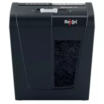 Paper shredder REXEL Secure S5 — strip shredder, 5-sheet capacity, 6 mm cut, 10 L bin, P-2 security, black