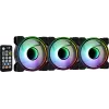 Aerocool MIRAGE12PRO Kit 3xFan PC 12cm ARGB 6 Pins Hub Silent Black