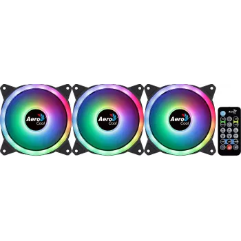 Aerocool DUO12PRO Kit 3xFan 12cm ARGB LED Dual Ring Antivibration 6 Pins Black