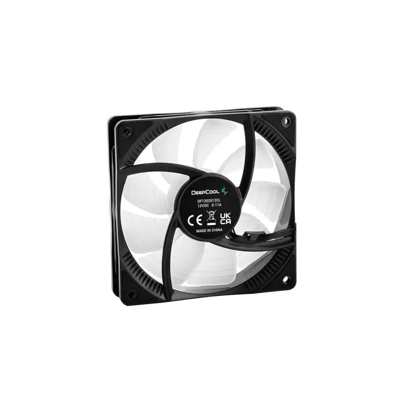 120 mm case fan DeepCool RF120 — White/Black, 120×25 mm, 4-pin PWM, RGB LED, Hydro bearing