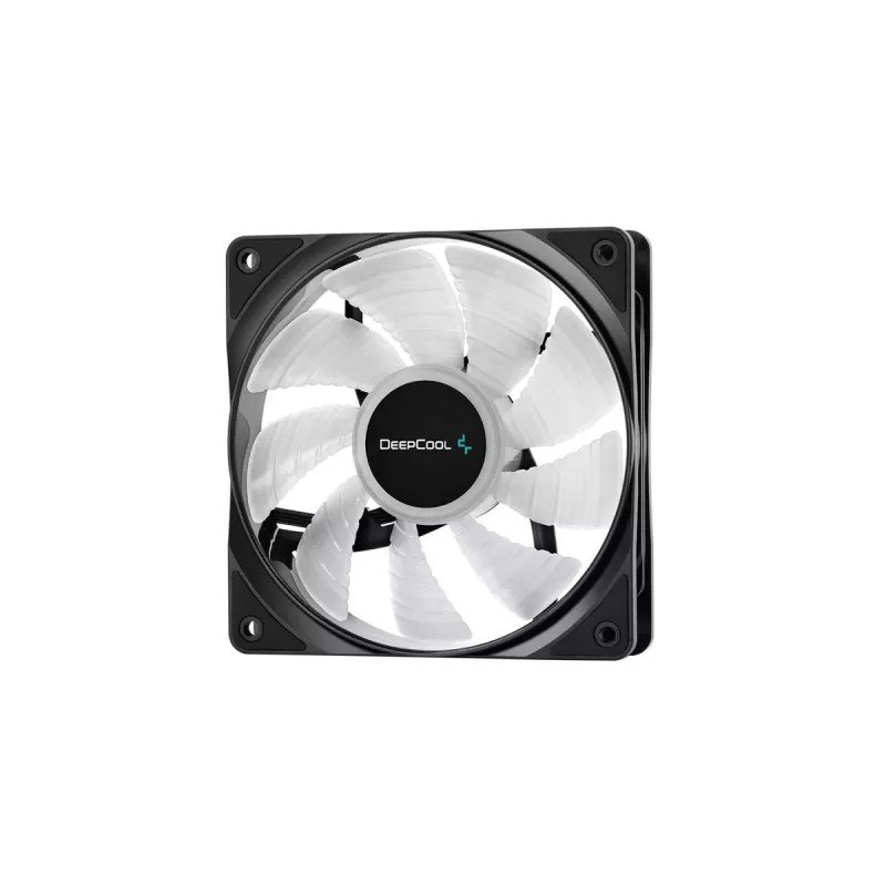 120 mm case fan DeepCool RF120 — White/Black, 120×25 mm, 4-pin PWM, RGB LED, Hydro bearing