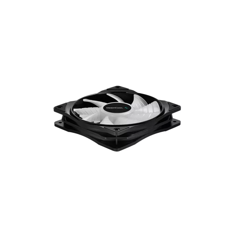 120 mm case fan DeepCool RF120 — White/Black, 120×25 mm, 4-pin PWM, RGB LED, Hydro bearing