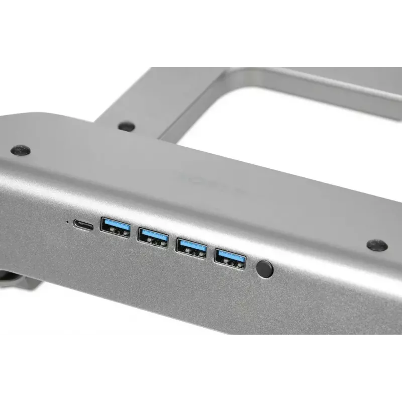 Laptop cooling stand IBOX NC06 for up to 17.3 inch – aluminium, adjustable height, 4 USB ports, quiet fans