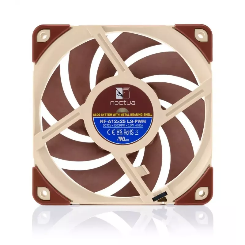 120 mm Noctua fan NF-A12x25, 120×25 mm, 12 V 0.6 W, 4-pin PWM, 450–1200 RPM, 55.7 m³/h, SSO bearing, 0.5 m cable