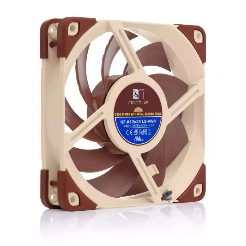 120 mm Noctua fan NF-A12x25, 120×25 mm, 12 V 0.6 W, 4-pin PWM, 450–1200 RPM, 55.7 m³/h, SSO bearing, 0.5 m cable