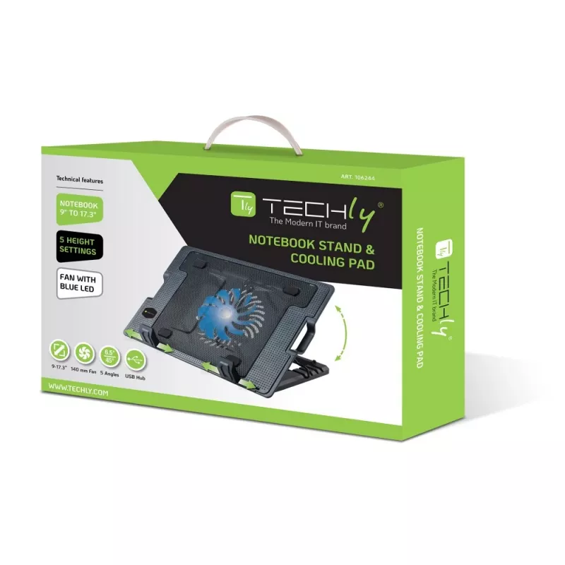 Techly Notebook stand and cooling pad for Notebook up to 17.3 inch