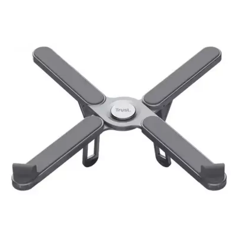 Laptop stand TRUST Macy Foldable aluminium, grey — 280 mm height, 23×46 mm base, 20 kg capacity