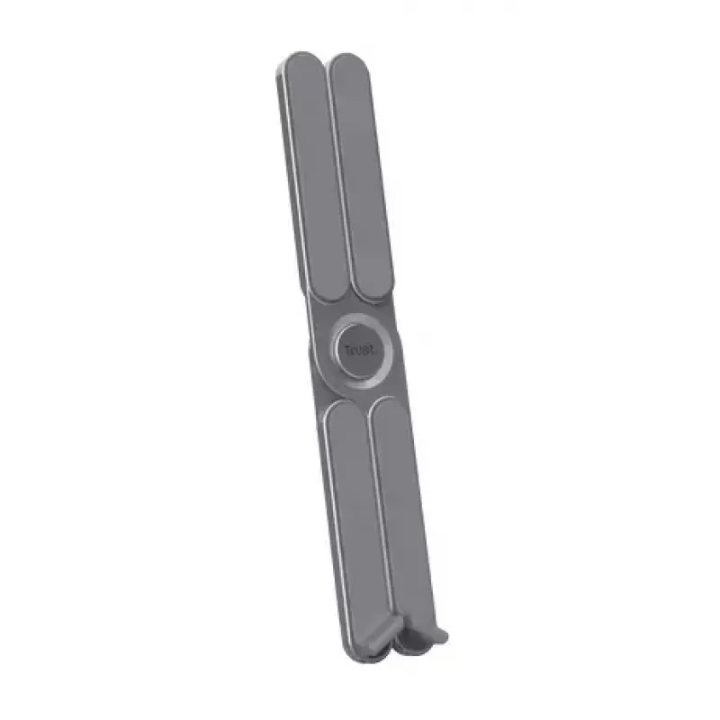 Laptop stand TRUST Macy Foldable aluminium, grey — 280 mm height, 23×46 mm base, 20 kg capacity