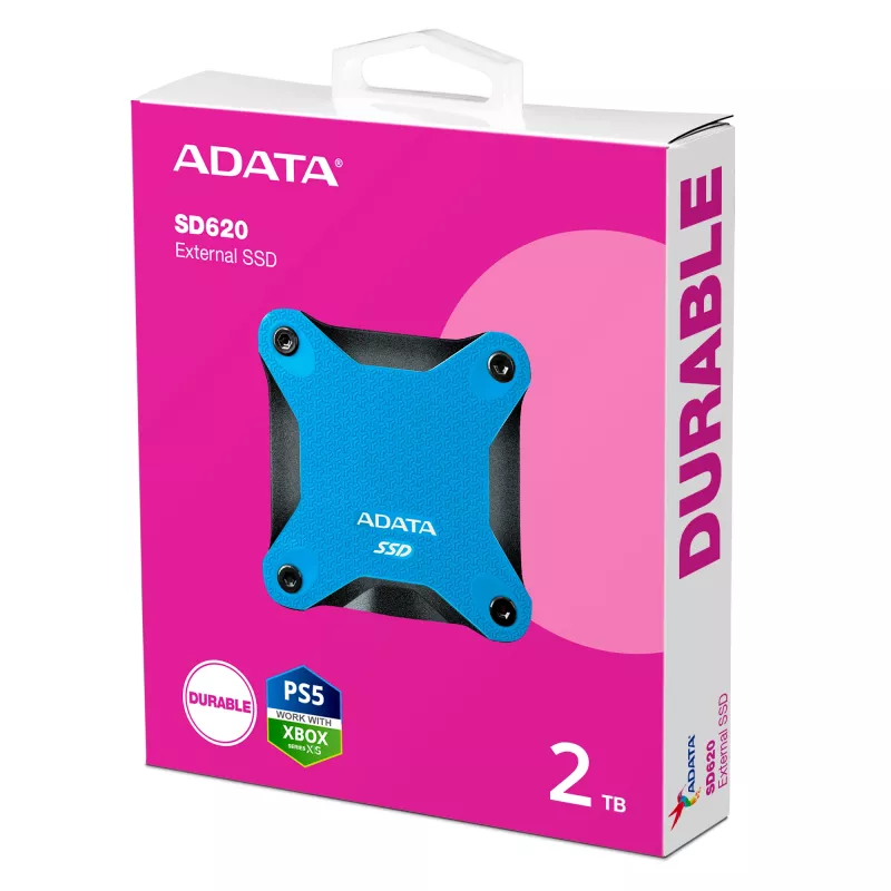 Portable SSD ADATA SD620 2 TB USB 3.2 Gen 2 (Micro‑B) Blue/Black — 520/460 MB/s, 80×80×15.2 mm
