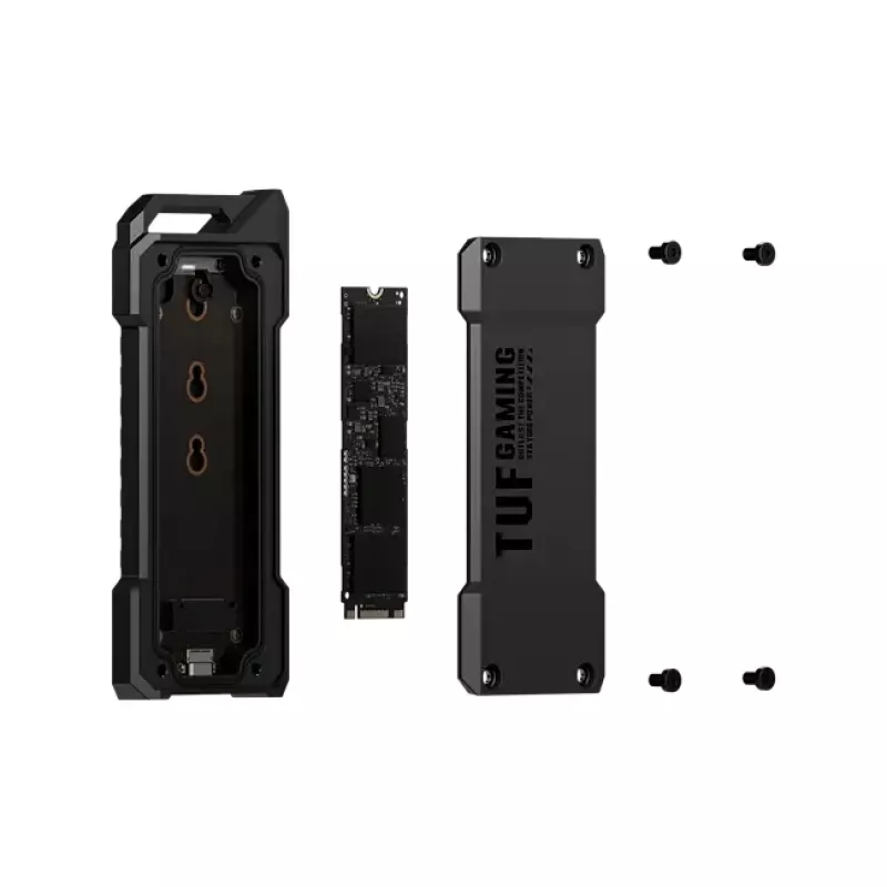 SSD enclosure ASUS ESD-T1A/BLK/G/AS — M.2 (SATA/PCIe) single-bay, USB-C 3.2 Gen2, 10 Gbit/s, black, key lock