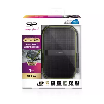 External HDD Silicon Power Armor A60 1 TB 2.5 inch USB 3.2 Gen 1, shock resistant, AES-256, black
