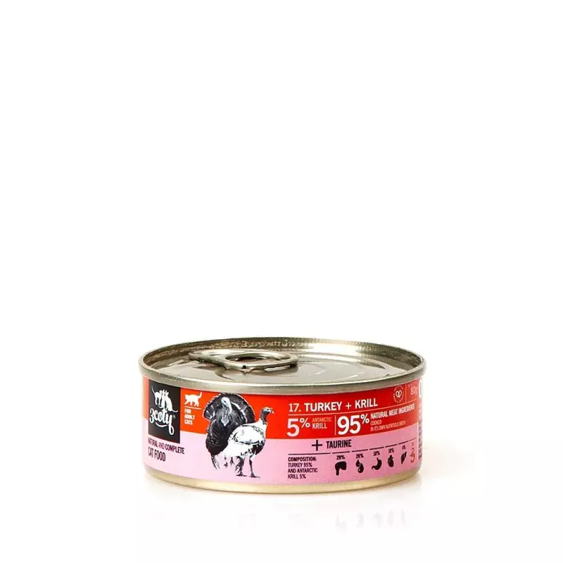 3Coty Turkey with Krill Wet Cat Food for Adult Cats, 80 g