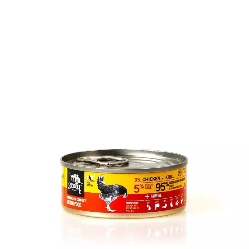 Wet cat food 3coty Chicken with krill for kittens, 80 g, complete feed, sugar-free, gluten- and soy-free