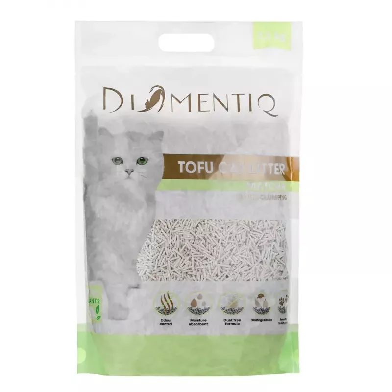 Clumping tofu cat litter DIAMENTIQ Matcha Ultra, pea fibre, dust-free, 2.5 kg
