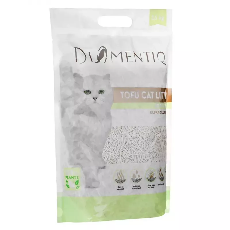 Clumping tofu cat litter DIAMENTIQ Matcha Ultra, pea fibre, dust-free, 2.5 kg