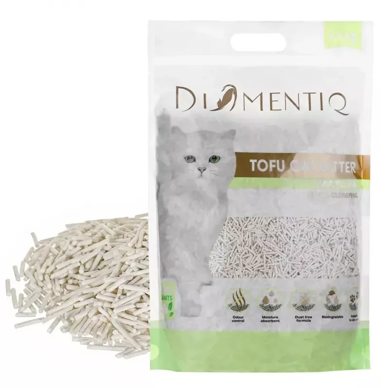 Clumping tofu cat litter DIAMENTIQ Matcha Ultra, pea fibre, dust-free, 2.5 kg