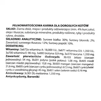 Dry cat food DIVINUS Cat Complete 20 kg — adult maintenance diet, chicken, 30% protein, 12% fat