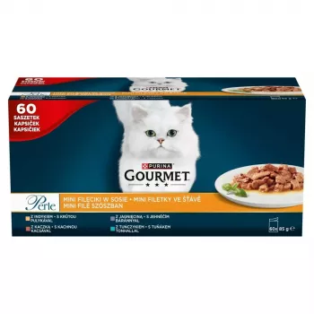 Wet cat food Purina Nestlé GOURMET Perle Mini fillets in sauce, sachets 60 x 85 g, adult cats, 80% moisture