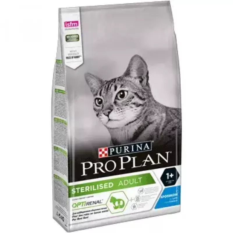 Dry cat food Purina Pro Plan Sterilised OPTIrenal Adult Rabbit 1.5 kg — renal support, 41% protein, 12% fat