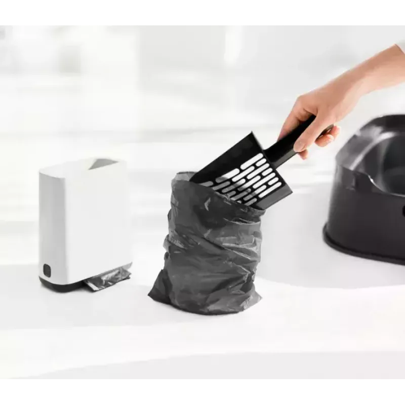 Rotho indoor storage container BIALA black for cat litter scoop 91×162×290 mm, plastic, waste bags included