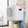 rotho Litter box Biala XL — large plastic cat litter tray, white, 499×614×576 mm, carbon filter, hanger hole
