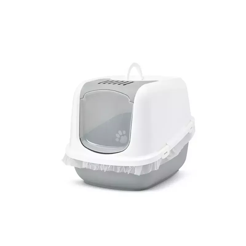 Hooded litter box Savic Nestor Jumbo Grey White 665×485×465 mm, plastic, height 465 mm