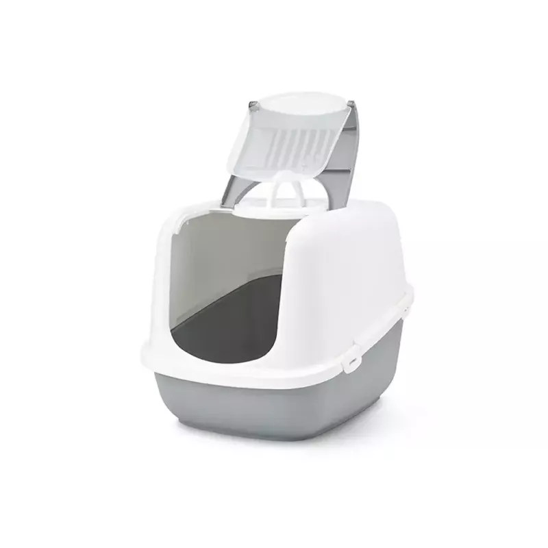 Hooded litter box Savic Nestor Jumbo Grey White 665×485×465 mm, plastic, height 465 mm
