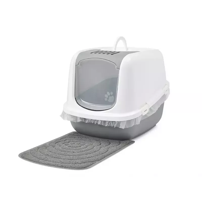 Hooded litter box Savic Nestor Jumbo Grey White 665×485×465 mm, plastic, height 465 mm