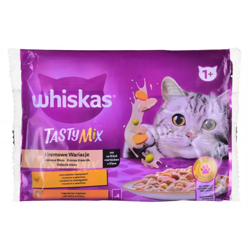 Wet cat food Whiskas 85 g pouch, adult cats, 4 x 85 g, chicken/lamb flavor, moisture 83.5%, protein 7%