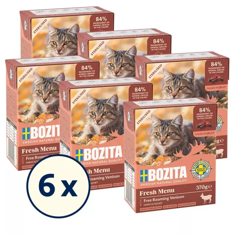 Wet cat food BOZITA Fresh Menu 370 g for adult cats, venison flavor, soy-free, gluten-free