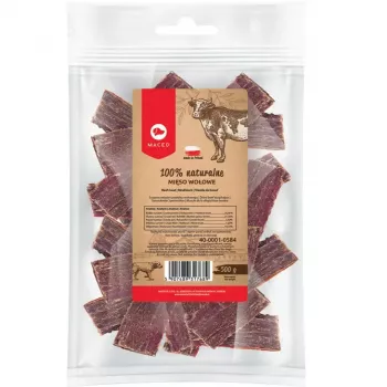 Wet dog food MACED Beef 100% Nature, 500 g — adult dogs, protein 56.9%, fat 21.5%, moisture 10.1%