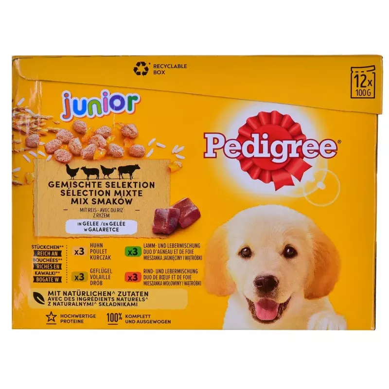 Pedigree Junior Selection Mix Wet Dog Food, 12 x 100 g
