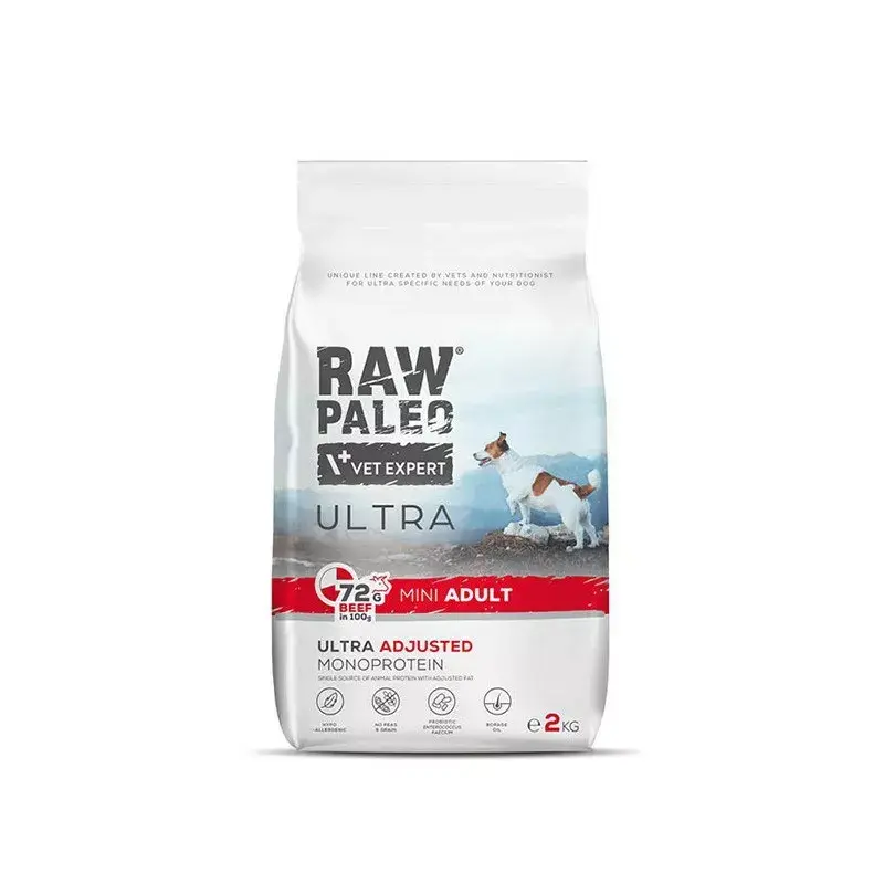 VETEXPERT RAW PALEO Ultra Mini Adult Beef Dry Dog Food, 2 kg